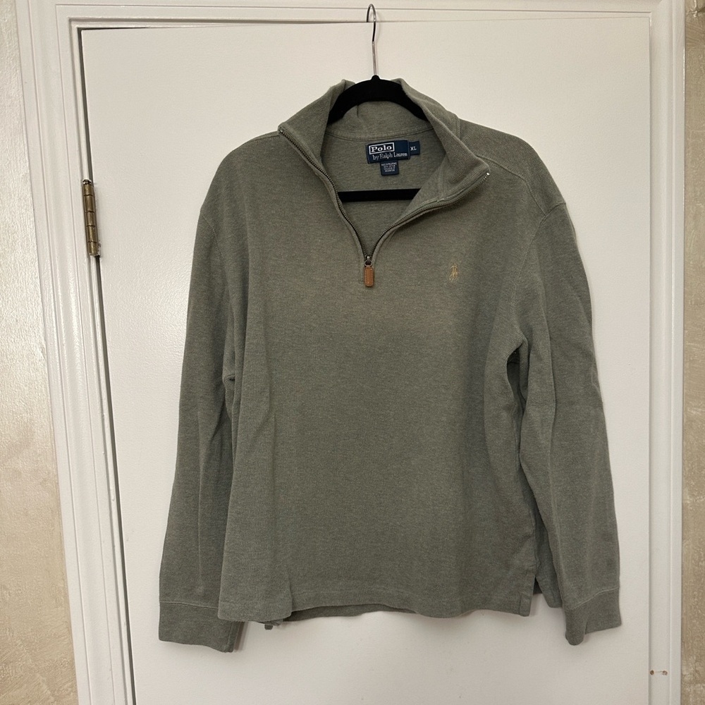 Polo by Ralph Lauren Men's Olive Zip-Up Sweater